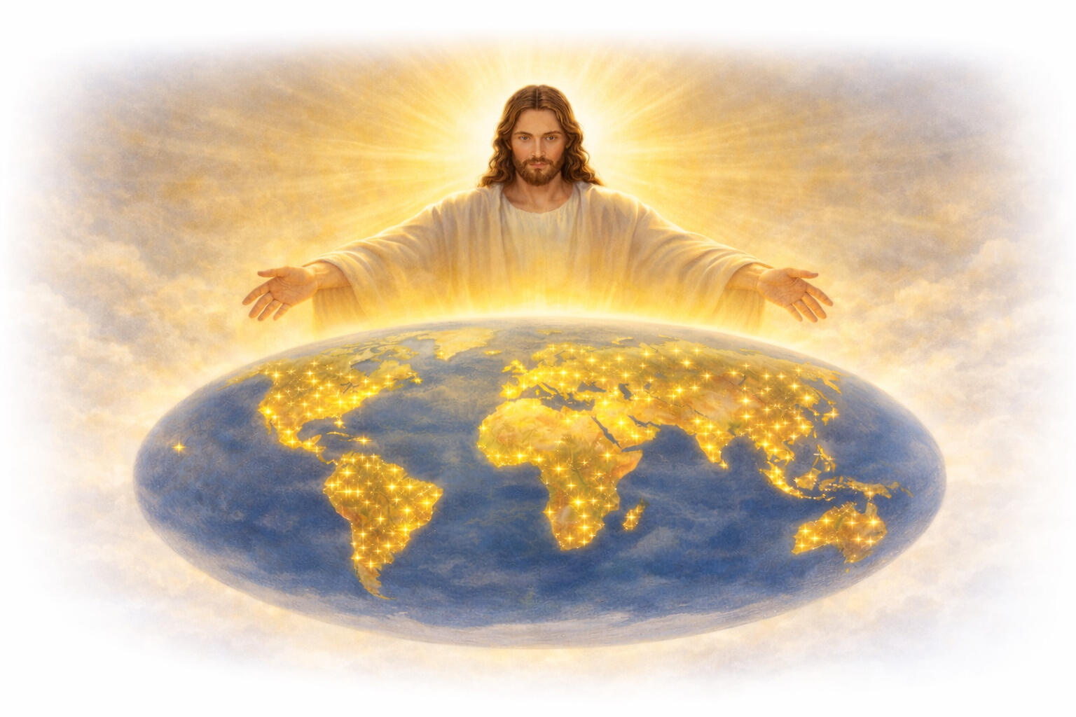 Jesus over the Earth Jesus over the Earth pouring out his glory